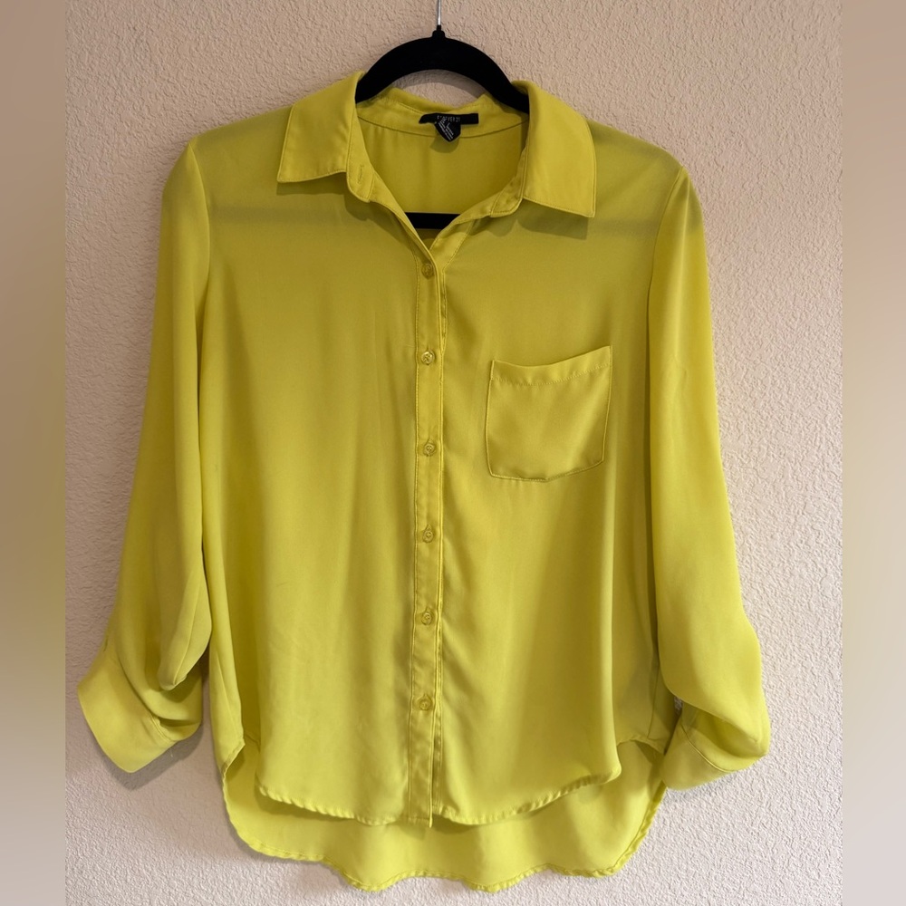 Forever 21 Bright Lemon Button-Down Shirt